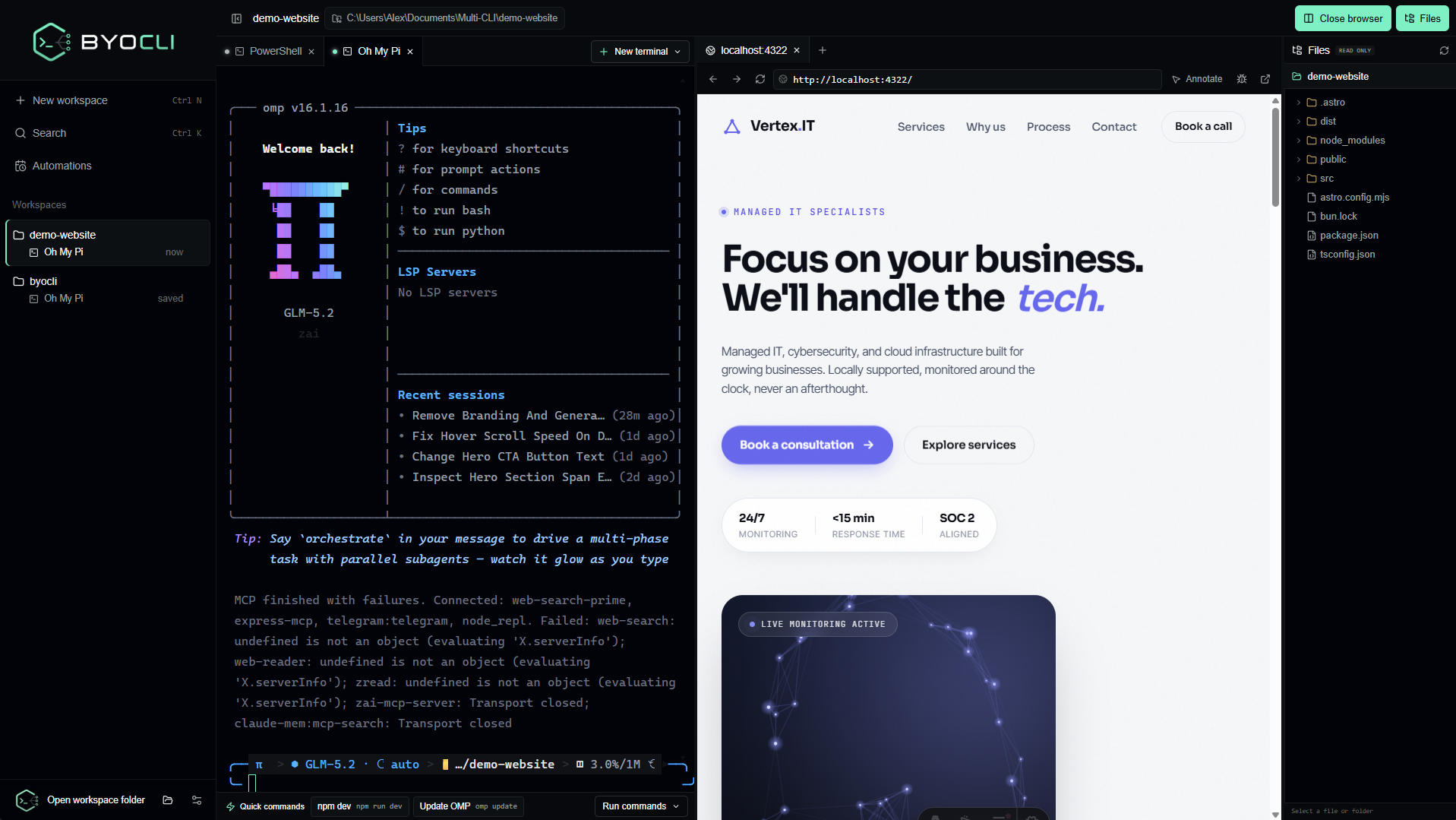 BYOCLI product interface